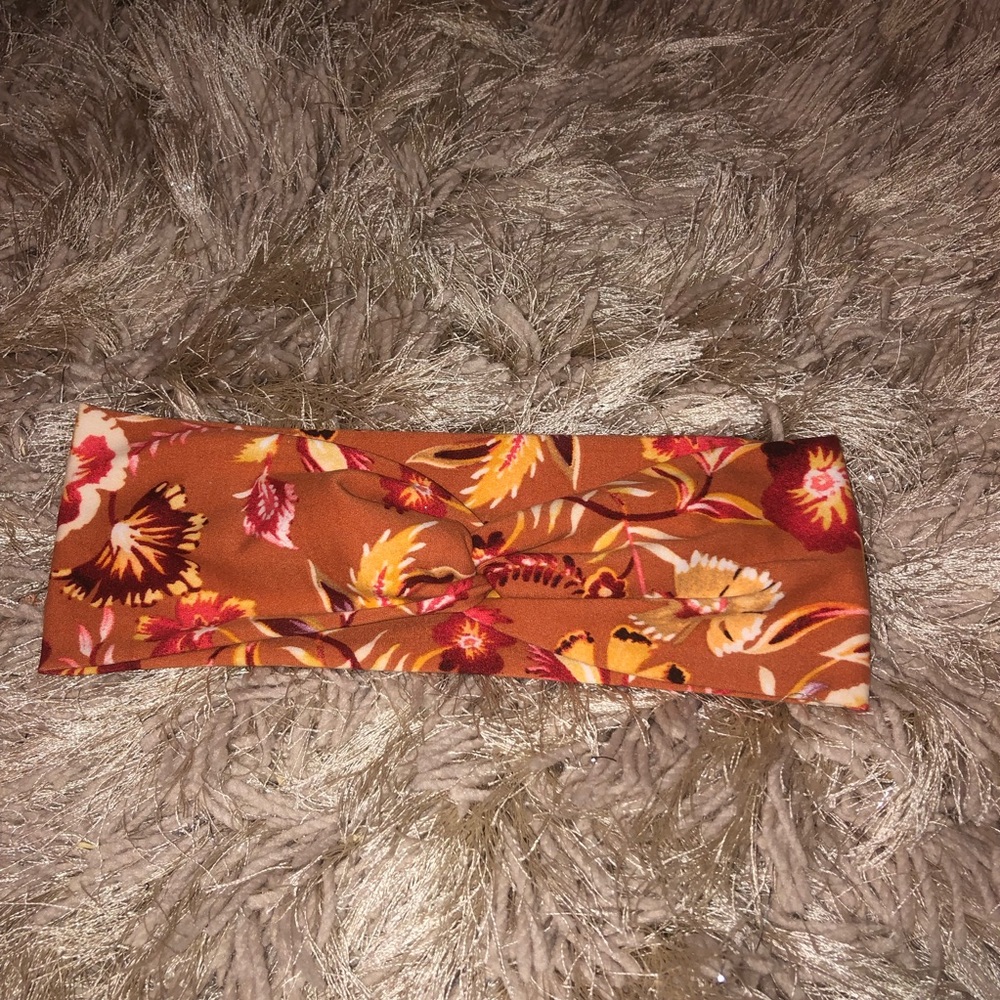 COPY - Orange with flowers twist headband